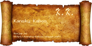 Kansky Kabos névjegykártya